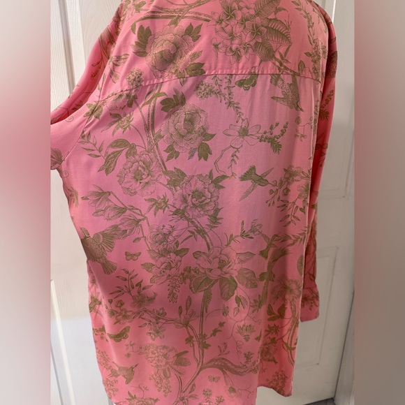NWT BEAUTIFUL Lawrence Zarian Tunic Top XL Hummingbird Butterfly Pink Green QVC - Picture 8 of 15